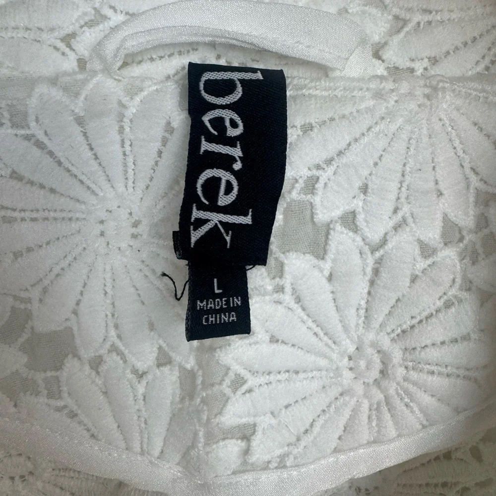 berek White Daisy Lace Blazer Floral Textured Button Front Large - Picture 4 of 13